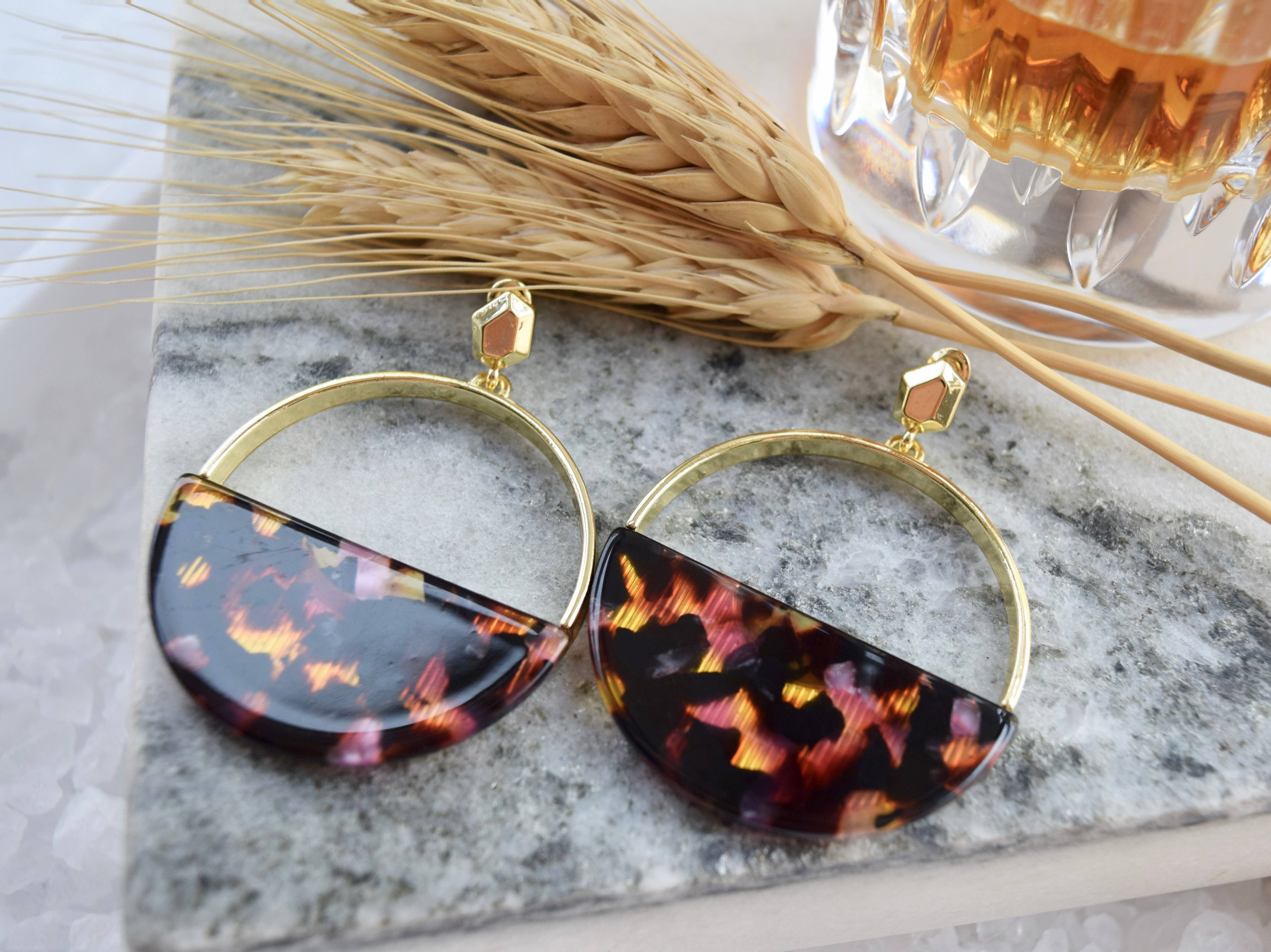 Rory Ashton Jewelry - Wholesale Hoop Earrings - Tortoise Earring - Whiskey Sour0