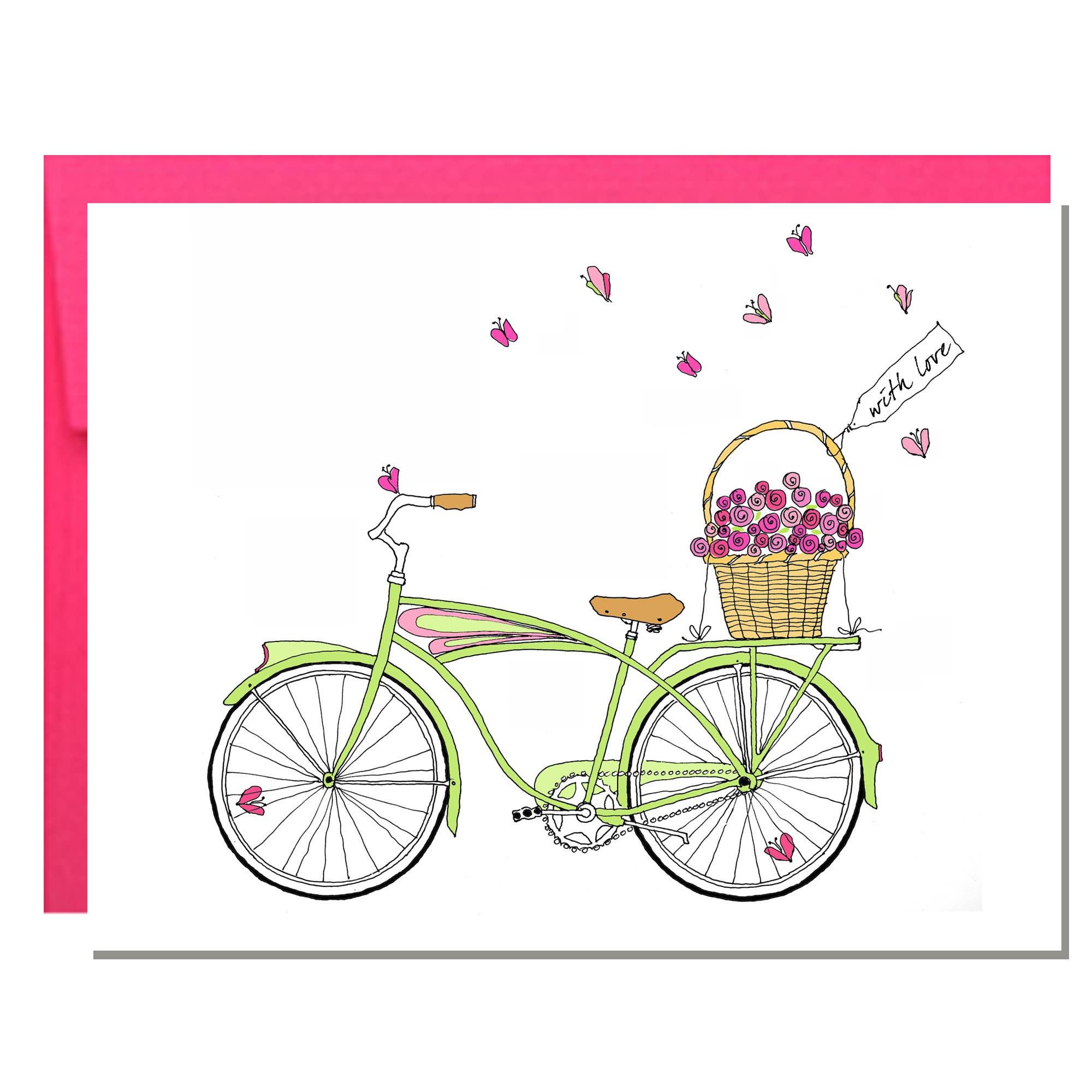 Rachelink Cards & Illustrations - Wholesale Love Card - Butterfly Bike Card with love1