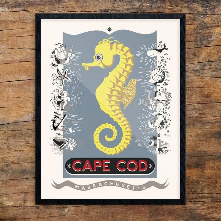 11'' x 14'' Cape Cod Seahorse Print for wholesale by Fridgedoor