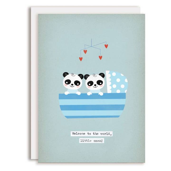 Panda Boy Zwillings-Grußkarte für den Großhandel von Rosy Designs