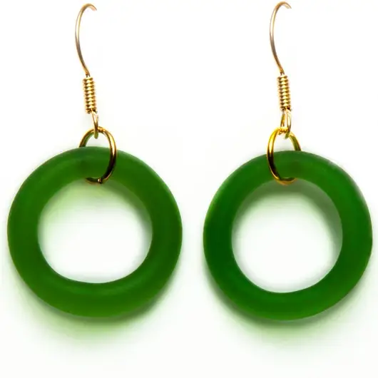 Smart Glass Recycled Jewelry - Wholesale Dangle Earrings - GOLD SEAGLASS STYLE SIMPLE EARRINGS4