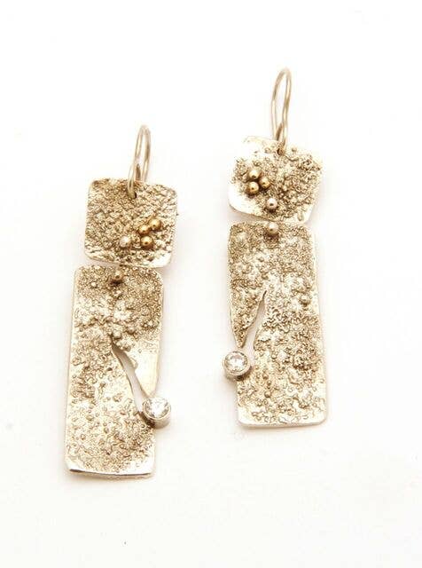 Tamara Kelly Designs - Wholesale Dangle Earrings - Reticulated Earring Series - Bezel Set Stone