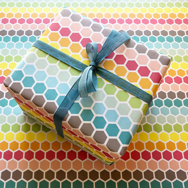 Wild Ink Press - Wholesale Wrapping Paper Roll - Happy Hex Gift Wrap | Roll of 2 sheets3
