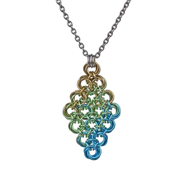 Knotted Metal Diamond Pendant - Seashell Ombre for wholesale by Rebeca Mojica Jewelry