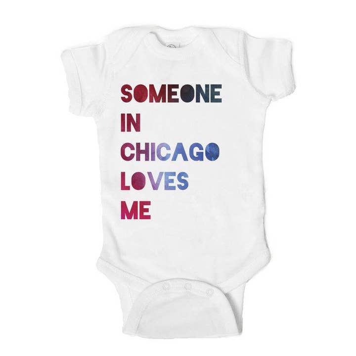 Someone in Chicago Loves Me Chicago Baby Gift Cotton Onesie for wholesale by Emerson and Friends