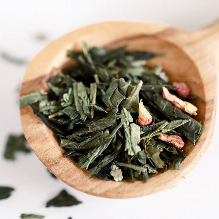 Raspberry Basil Green Tea 1lb for wholesale by Vida pour Tea