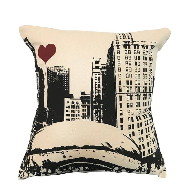 Chicago Bean Oreiller carré 16 po x 16 po pour la vente par noteify
