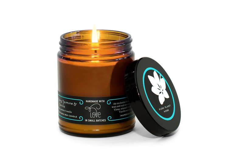 Pure Plant Home - Wholesale Jar/Filled Candle - 7 oz Large Amber Apothecary Jar Ylang Ylang Jasmine/Vanilla
