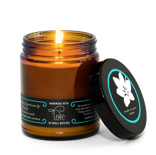 Pure Plant Home - Wholesale Jar/Filled Candle - 7 oz Large Amber Apothecary Jar Ylang Ylang Jasmine/Vanilla0