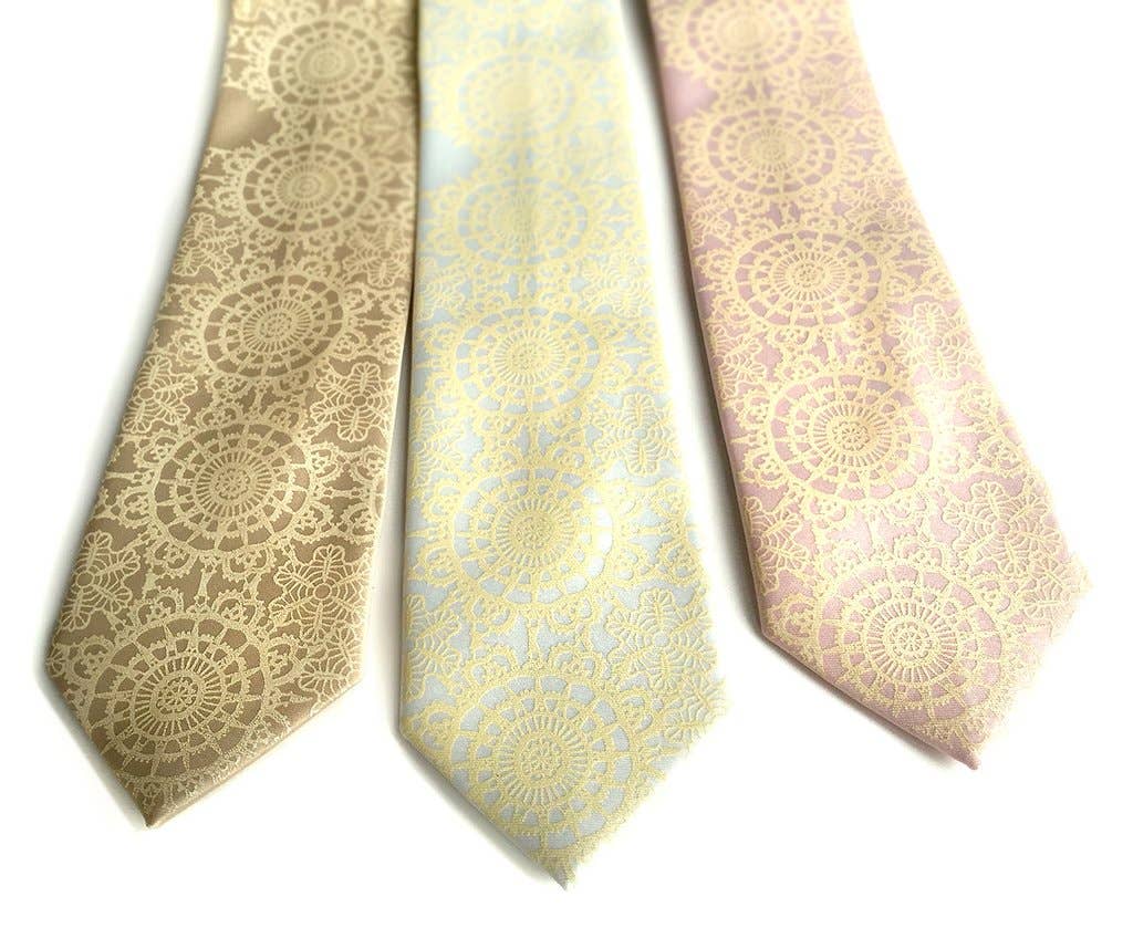 Cyberoptix Tie Lab - Wholesale Necktie - Men's - Cottage Lace Necktie. Doily Print Tie1