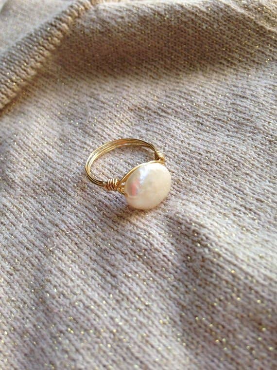 Seaflowerjewelry - Wholesale Single Stone/Solitaire Ring - Pearl Ring/freshwater coin pearl womens solitaire ring1