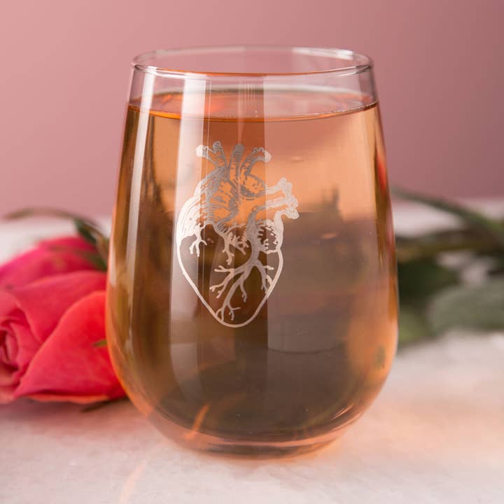 Anatomisk hjärta stjälklöst vinglas - Platinasilver för wholesale av Counter Couture