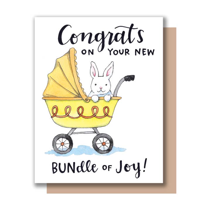 Bundle of Joy Bunny New Baby Card for wholesale by Paper Wilderness