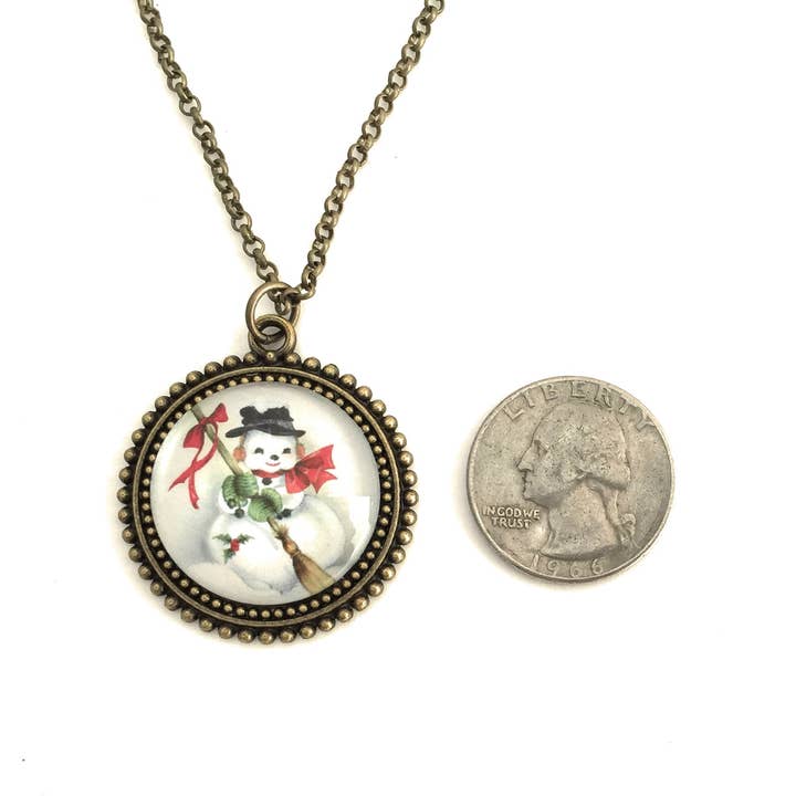 Fern & Filigree - Wholesale Pendant/Charm Necklace - Vintage Snowman Necklace - Christmas Jewelry