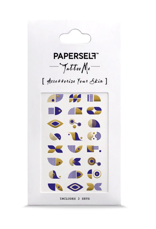 PAPERSELF - Wholesale Temporary Tattoo - Geo Blue Temporary Tattoos Stickers1