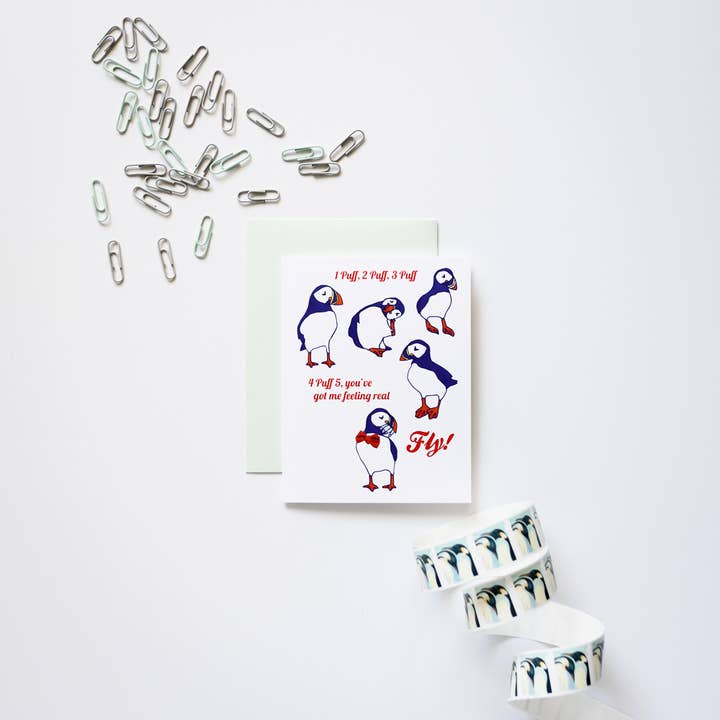 So Fly Puffins wenskaart voor wholesale door ILOOTPAPERIE