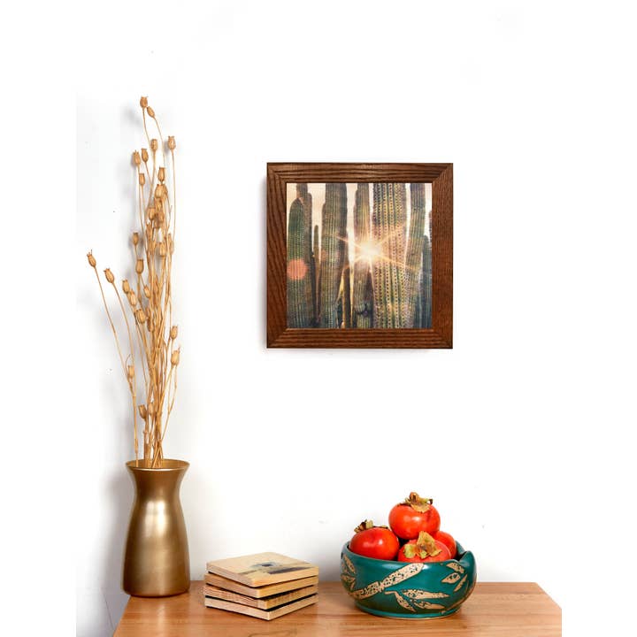 Lancaster Wood Prints - Wholesale Art Print - 5x5 Cactus Flare Wood Print1