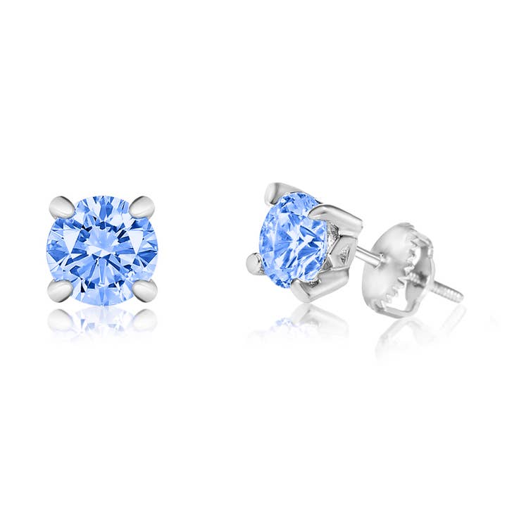 CZ December Birthstone Zircon Screwback Earrings for wholesale by Chanteur