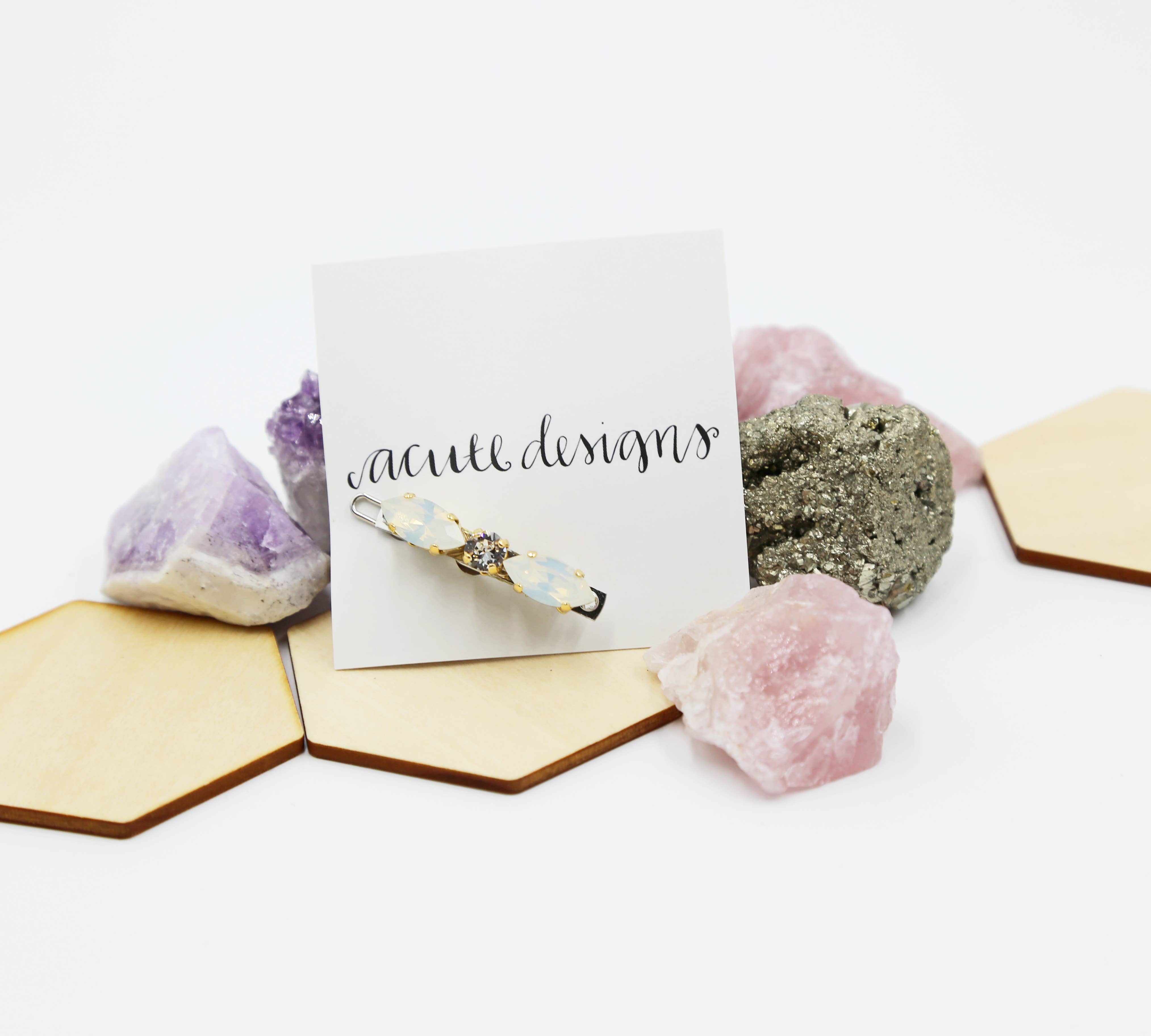 Acute Designs – wholesale Barrette – Women’s – Small Swarovski Hair Barrettes 3