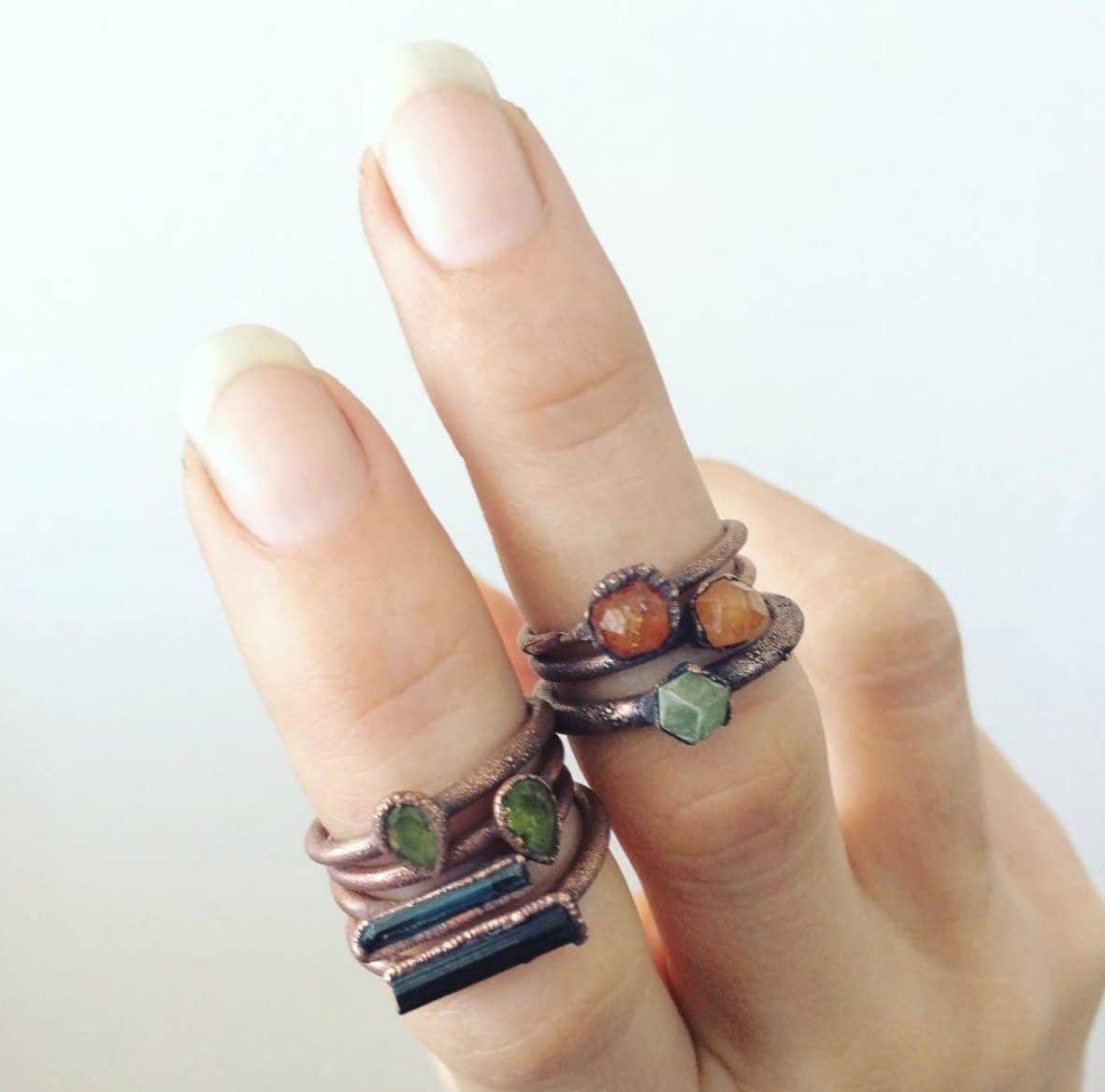 HAWKHOUSE - Vendita all'ingrosso Anelli con pietra singola/solitario - Anello Granato Arancione3