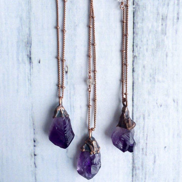 24" Copper Raw Amethyst Pendant and other Purchase Wholesale hands craft. Free Returns & Net 60 Terms on Faire trending on Faire.
