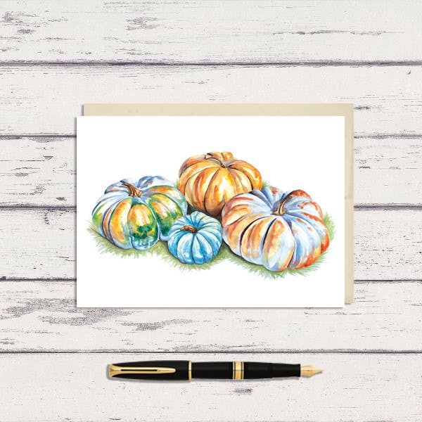 Meadowbrook Lane - Wholesale Everyday Greeting Card - Watercolor Pile of Pumpkins Greeting Card
