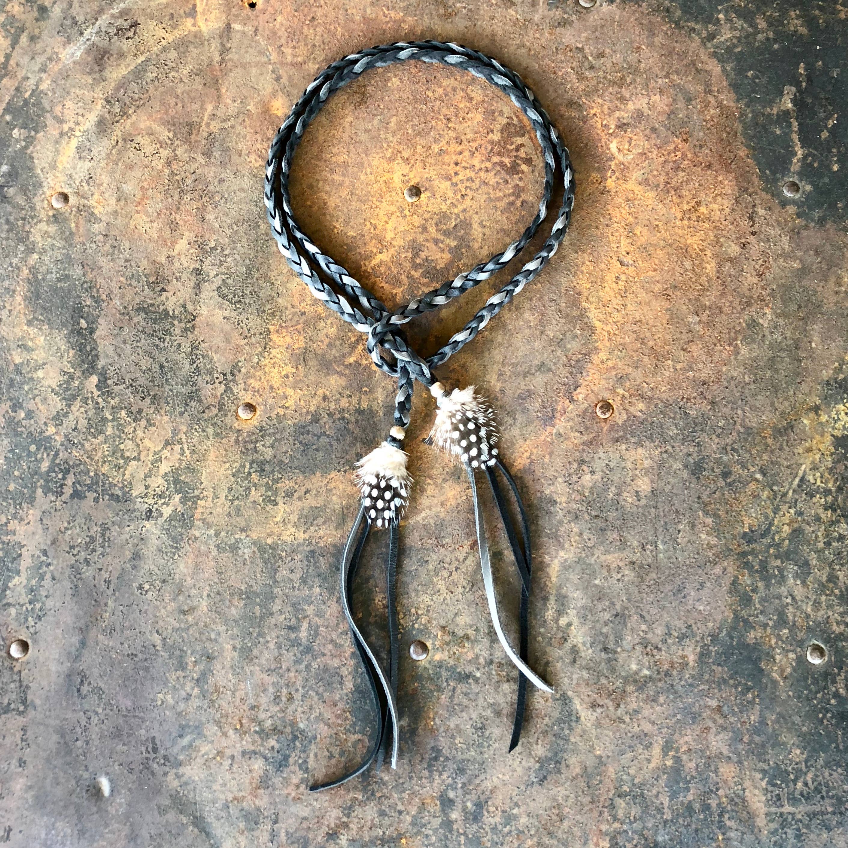 ASTALI - Wholesale Hat Accessory - Women's - Leather Wrap Accessory - Black & Charcoal, Lariat/Hatband0