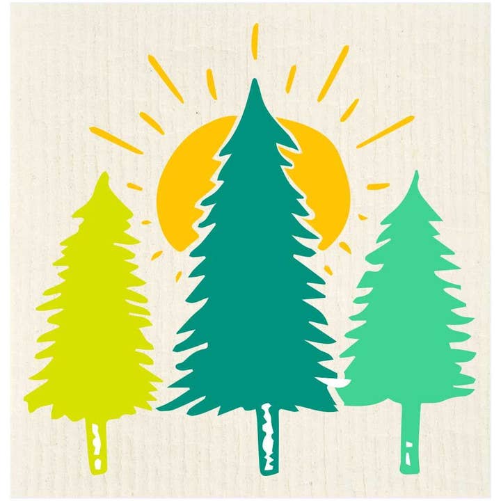 Torchon suédois Sunrise Arbres pour la vente par Potluck Press