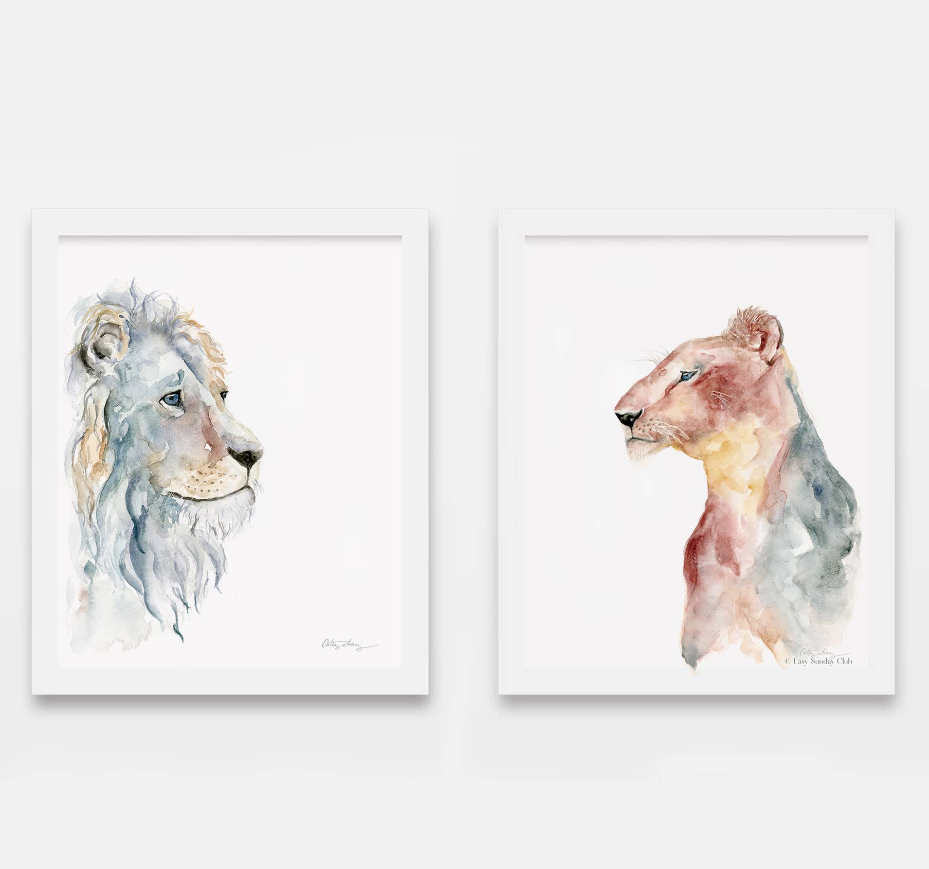 Easy Sunday Club - Wholesale Art Print - Introspective Lion Watercolor Art Print2
