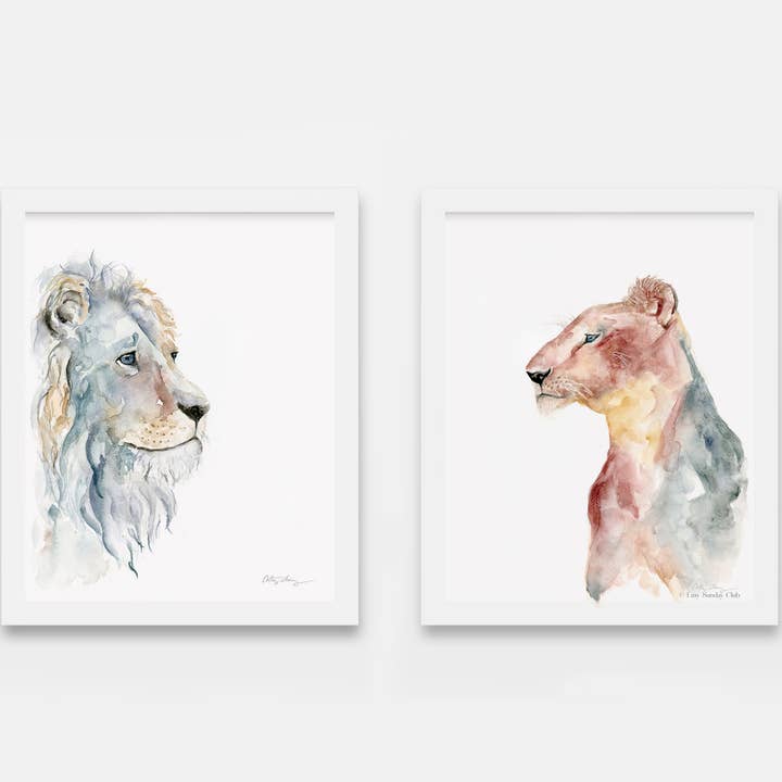 Easy Sunday Club - Wholesale Art Print - Introspective Lion Watercolor Art Print2