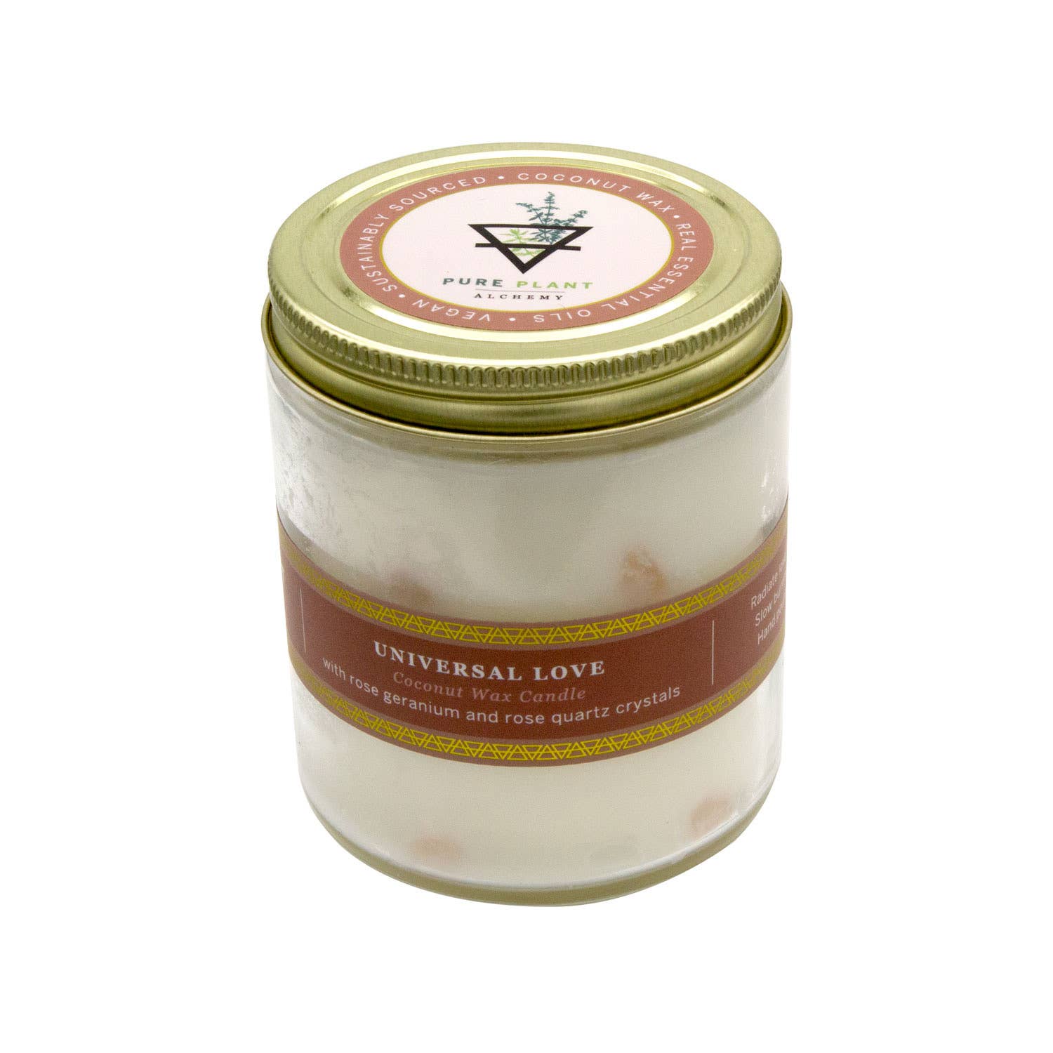 Pure Plant Home - Wholesale Jar/Filled Candle - Universal Love rose quartz candle1