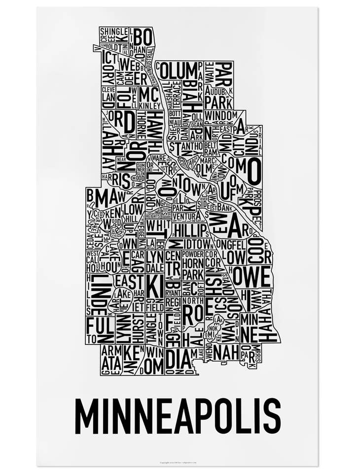 16 „x 26" Minneapolis nabolag kort plakat for engroshandel hos Ork Posters