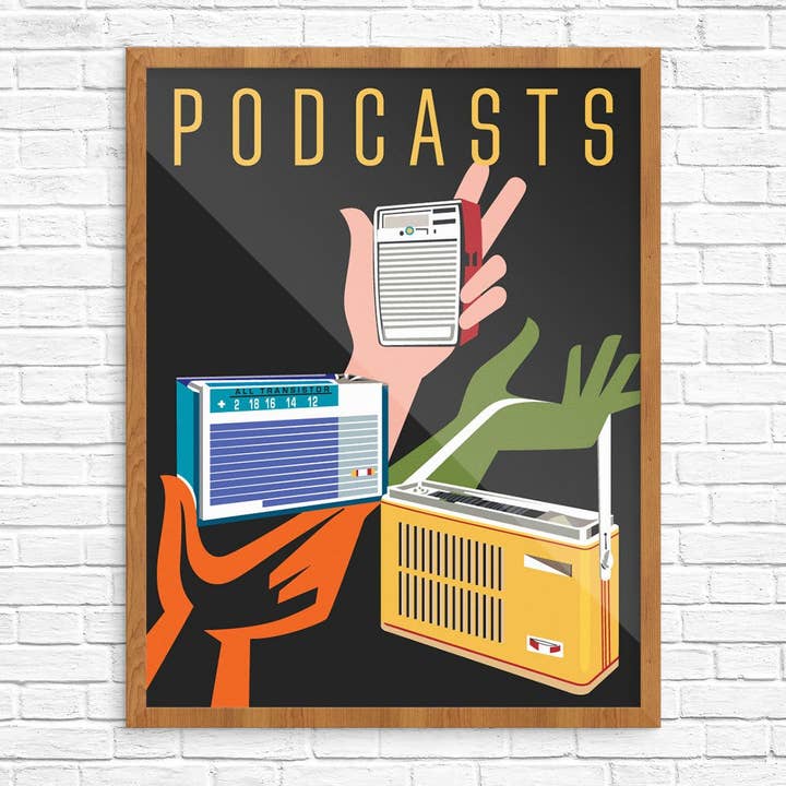8" x 10 Podcasts Transistor Radios Print for wholesale by Fridgedoor