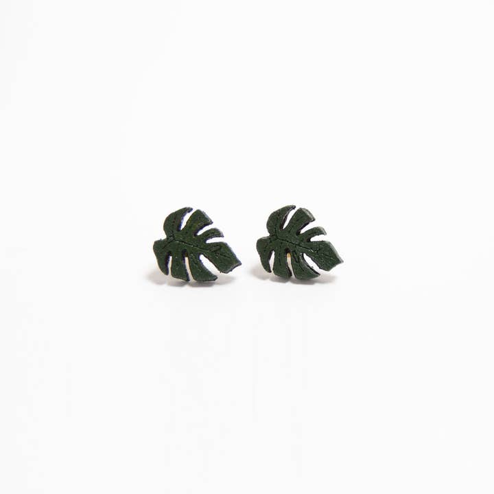 Stitch & Shutter - Wholesale Stud/Post Earrings - Monstera Studs1