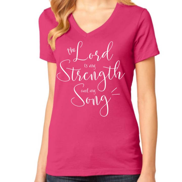 My Strength & My Song V-cou - Fuchsia foncé pour la vente par A Quiver Full
