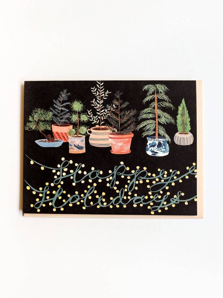 Potted Evergreens Holidays Card for wholesale by Small Adventure