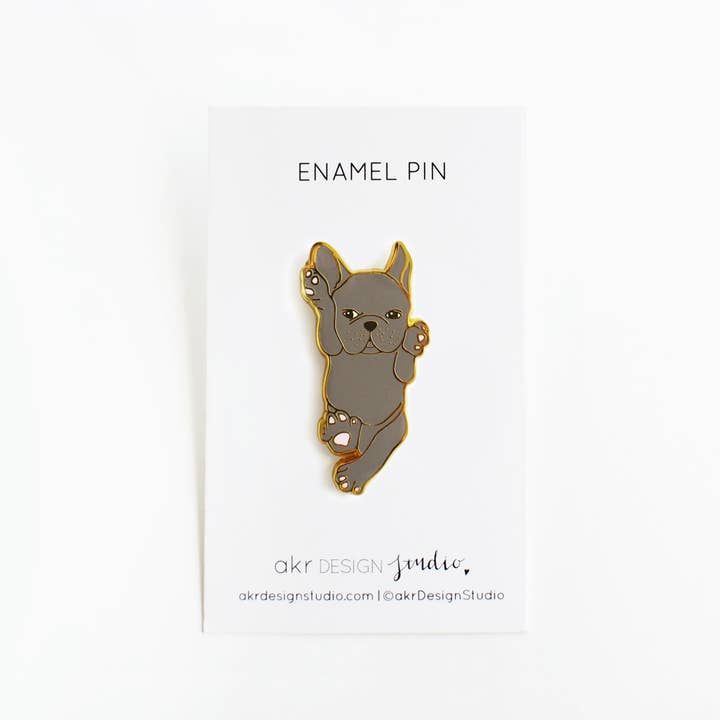 akrDesignStudio – wholesale Nål och knapp för kavajslag – Fransk Bulldog Söt Hund Lapel Pin - Blå