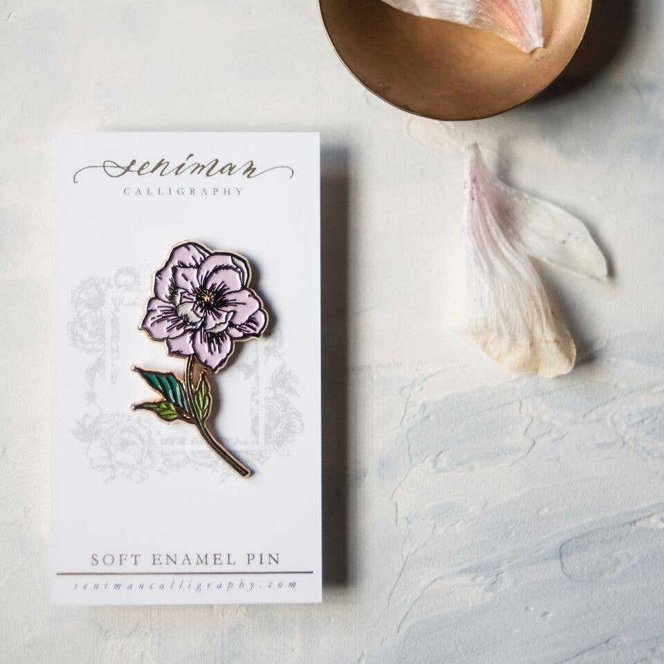 Seniman Calligraphy - Vente Épinglettes/boutons - Broche en émail doux pivoine1