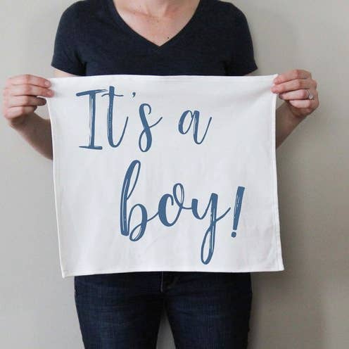 It's a Boy Gender Reveal Tapestry for wholesale by Southern Top Stitch