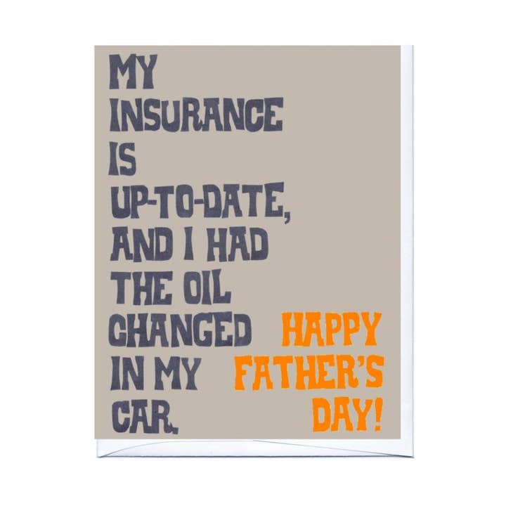 Insurance Father's Day Greeting Card for wholesale by La Familia Green