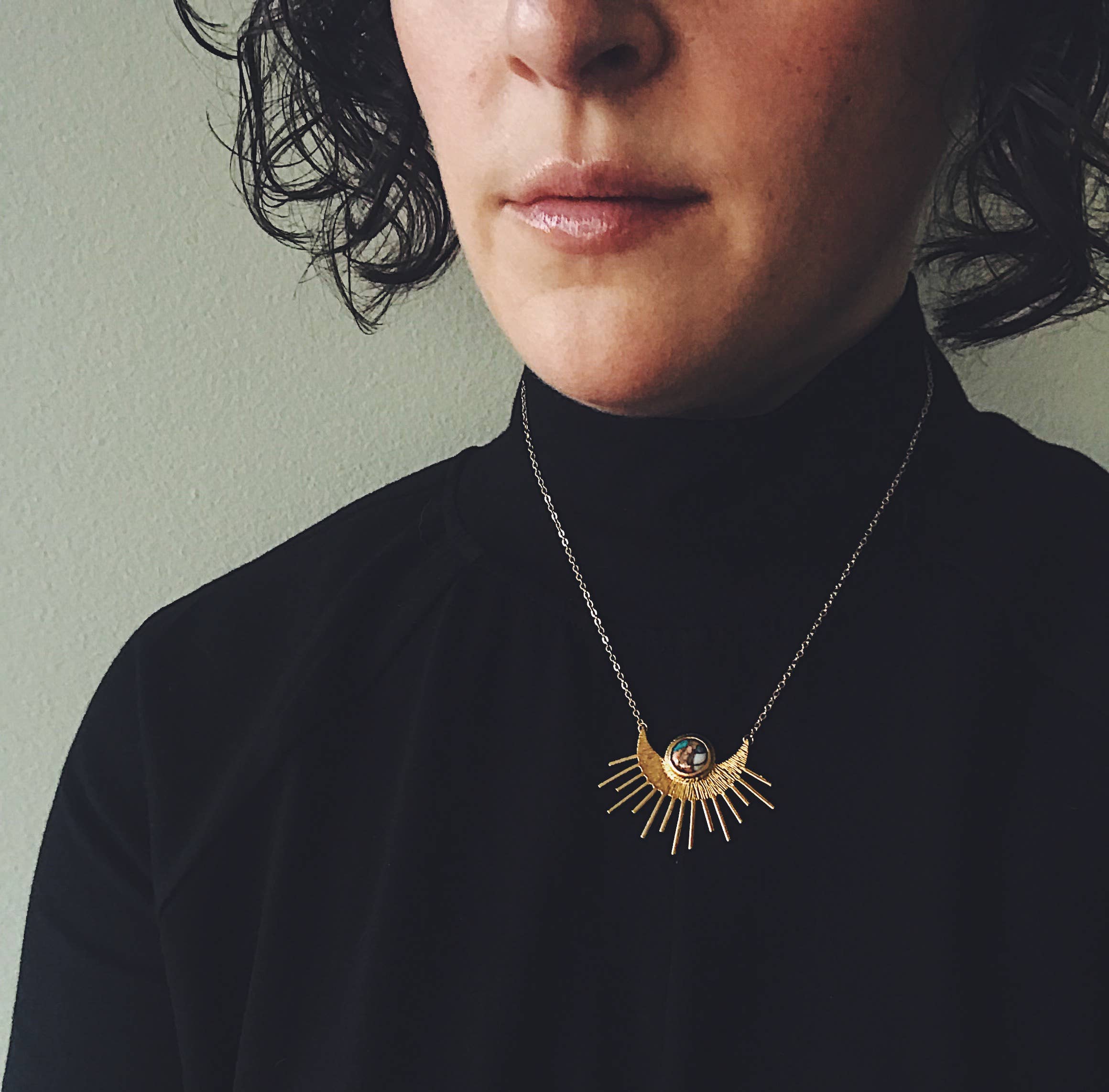 Yugen Handmade - Wholesale Pendant/Charm Necklace - Sun Goddess Necklace - Sunburst with Copper Oyster Turquoise2