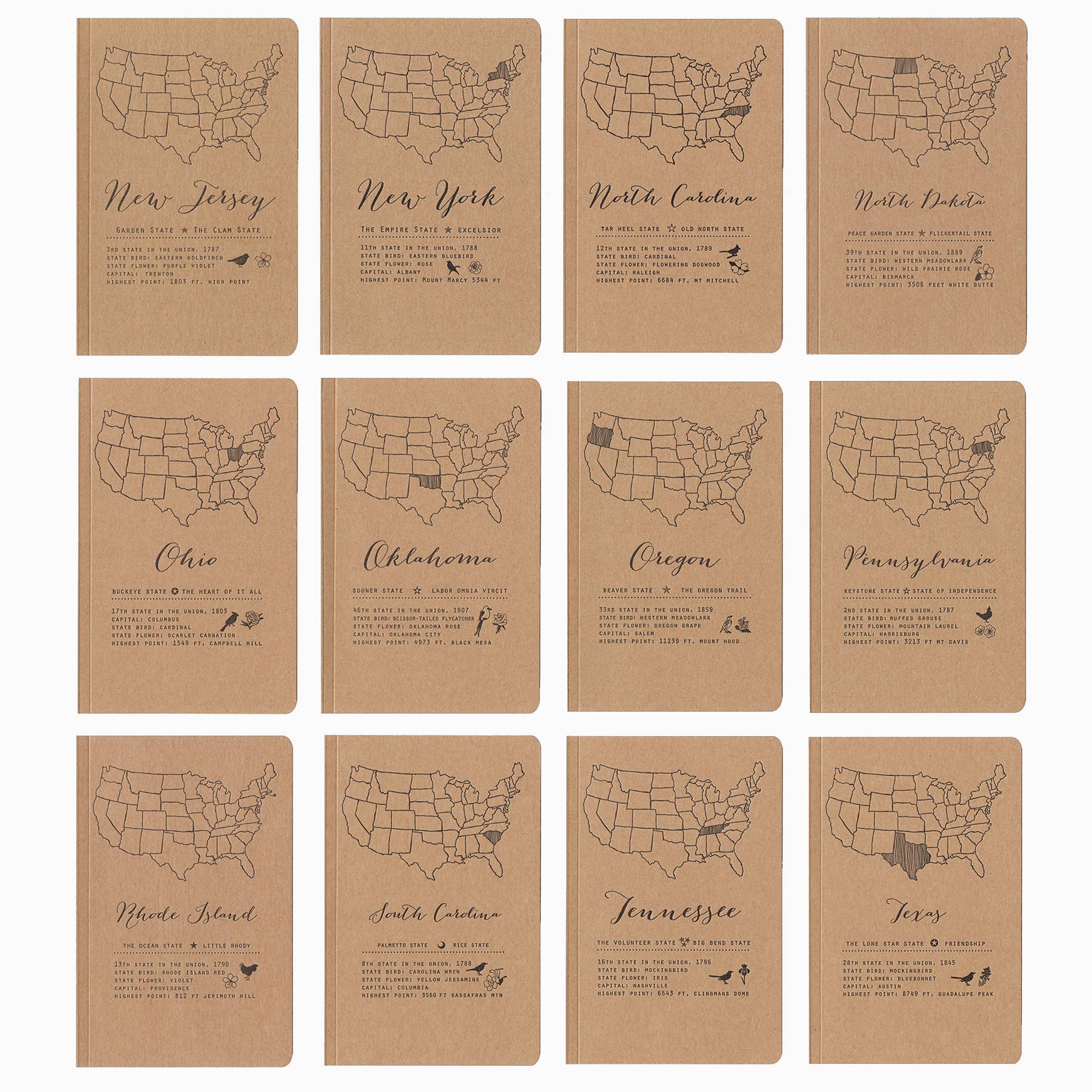 Blackbird Letterpress - Wholesale Notebook - State Large Notebooks- made to order2