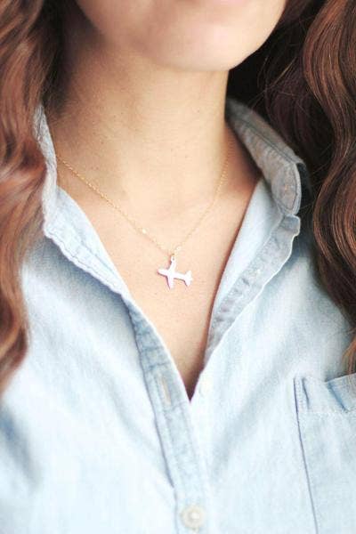 Rare Bird Co. + Pauline Stanley Studio - Wholesale Pendant/Charm Necklace - Tiny Airplane Necklace1