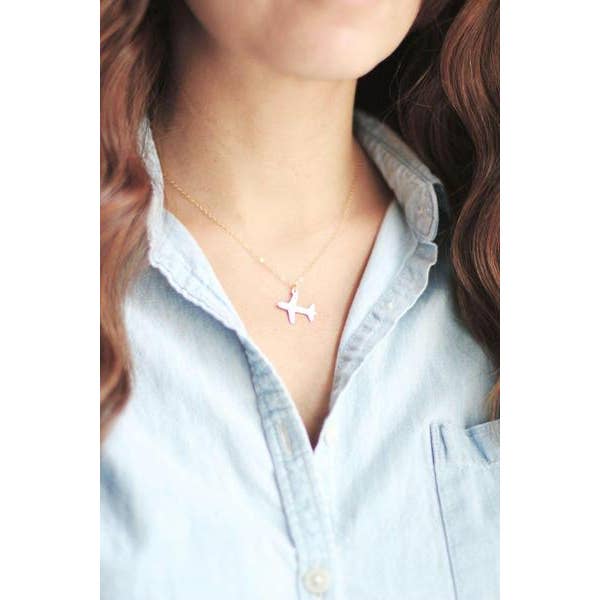 Rare Bird Co. + Pauline Stanley Studio - Wholesale Pendant/Charm Necklace - Tiny Airplane Necklace1