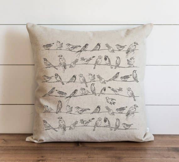 Porter Lane Home - Wholesale Throw Pillow Cover - Bird Wallpaper Pillow Cover