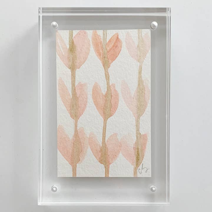 Rose and Gold Acrylic Block Heart Painting for wholesale by Carrie Song Art