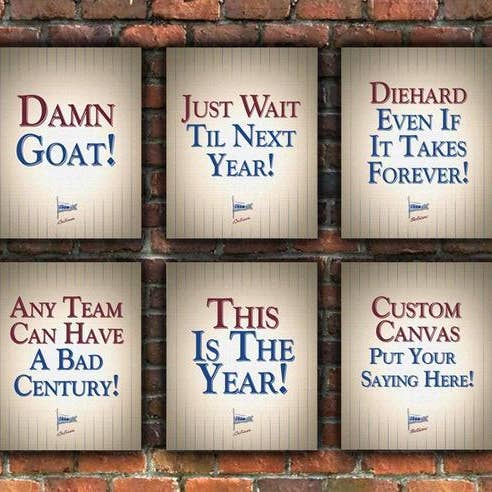 Lot de 4 petits Chicago Wrigley Field Loyal Fan Signes Toile pour la vente par HolyCowCanvas