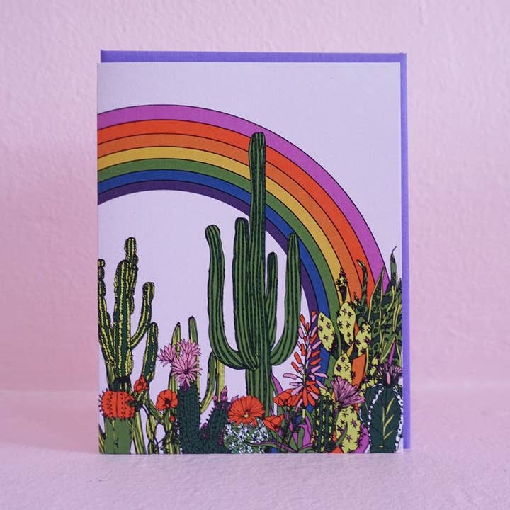 Ash + Chess - Wholesale Gewone wenskaart - Kaart - Rainbow Cactus0