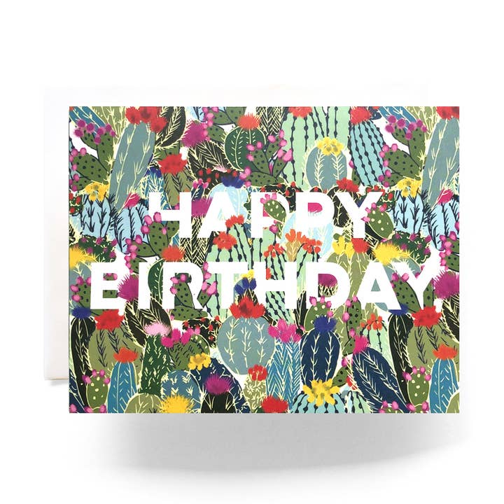 Cactus Explosion Birthday Card for wholesale by Antiquaria