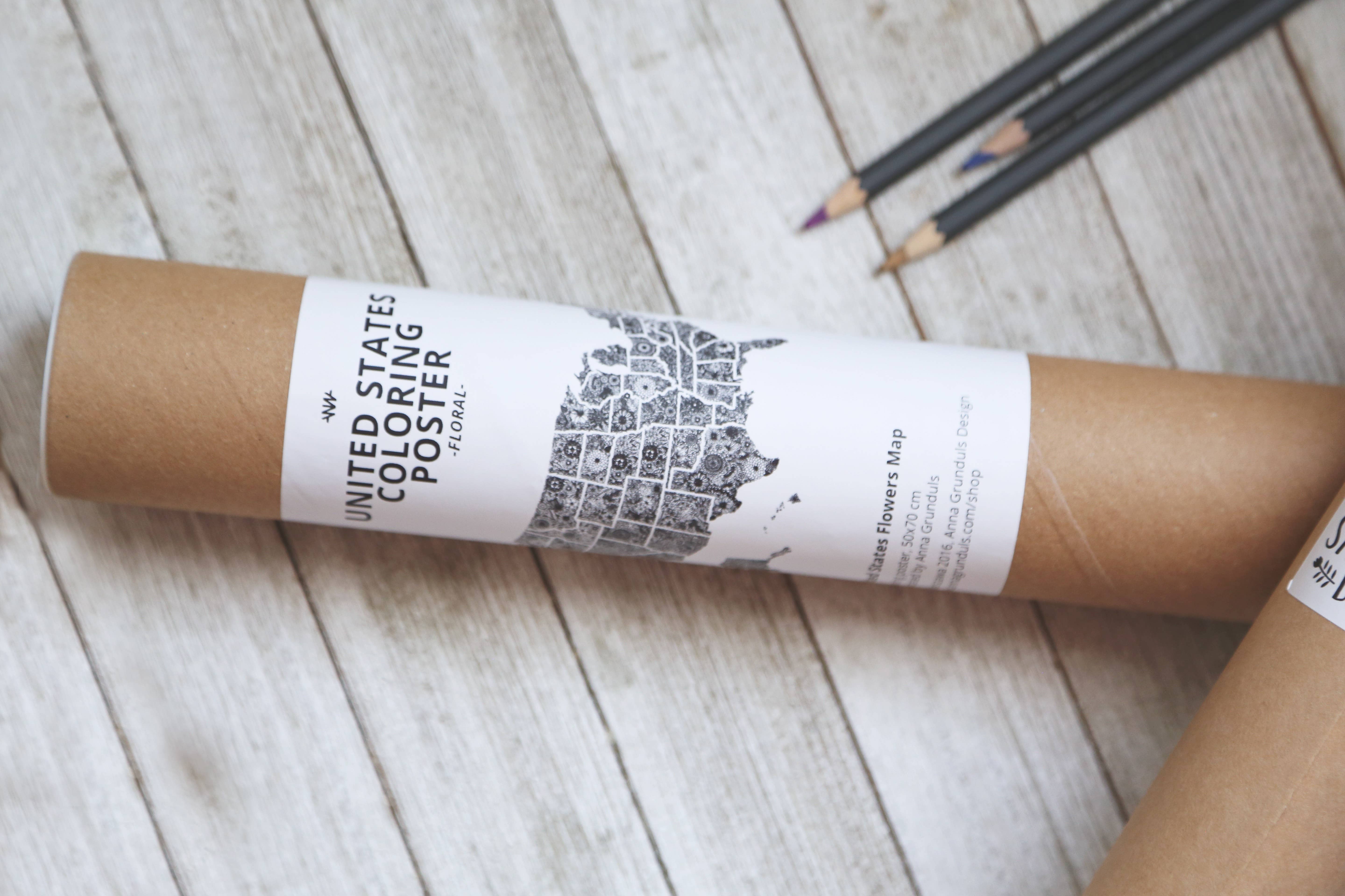 Anna Grunduls Design - Venta al por mayor Libro para colorear - Adultos - Flores Estados Unidos Mapa para colorear18